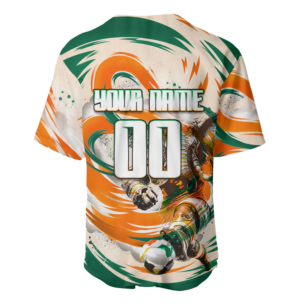 Personalized Ivory Coast Football Baseball Jersey Les Elephants Swirl Pattern Heritage Mascot Art