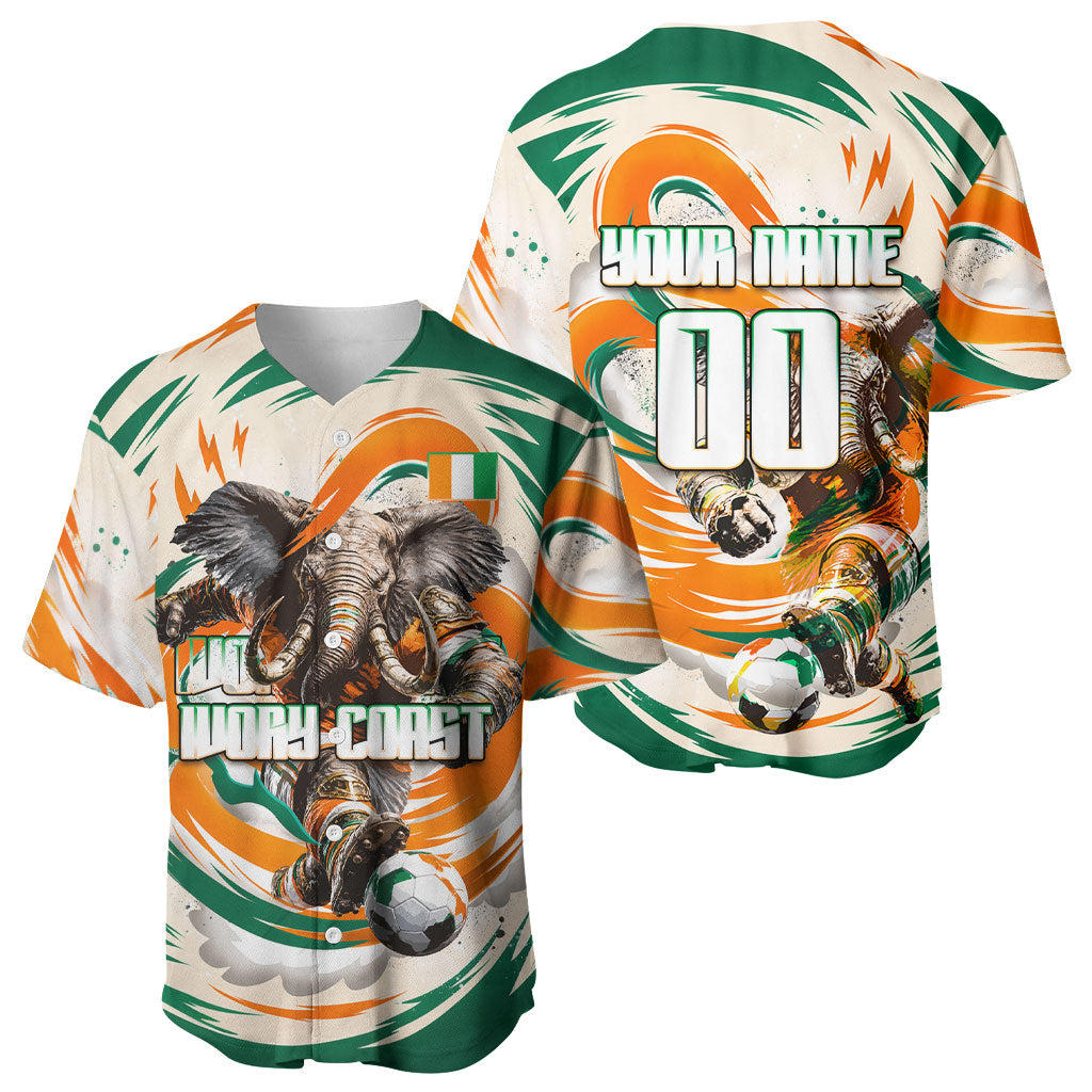 Personalized Ivory Coast Football Baseball Jersey Les Elephants Swirl Pattern Heritage Mascot Art
