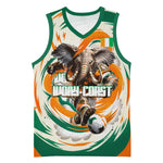 Personalized Ivory Coast Football Basketball Jersey Les Elephants Swirl Pattern Heritage Mascot Art