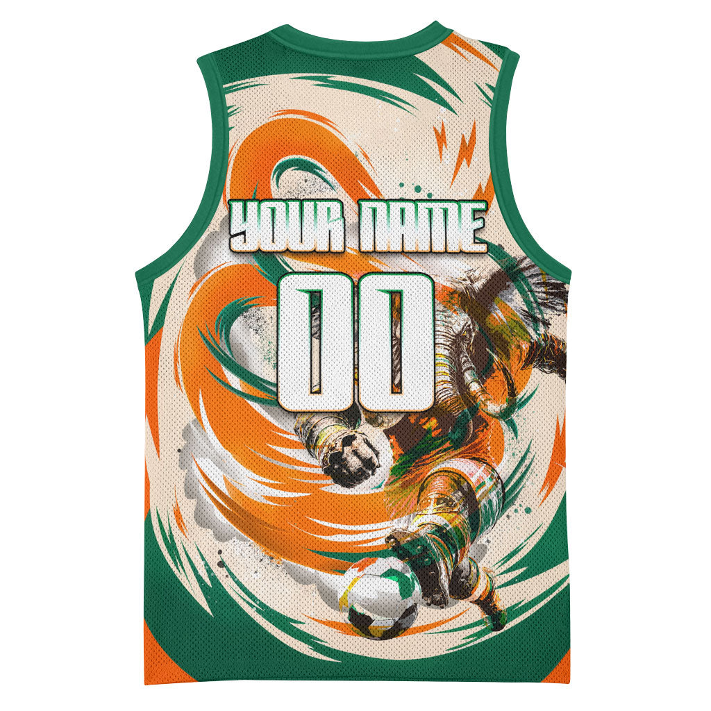 Personalized Ivory Coast Football Basketball Jersey Les Elephants Swirl Pattern Heritage Mascot Art
