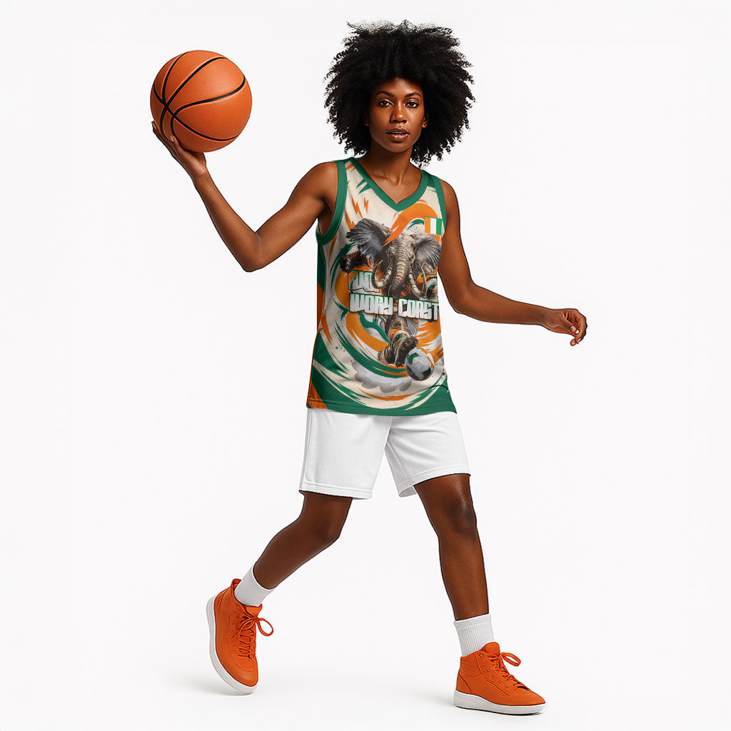 Personalized Ivory Coast Football Basketball Jersey Les Elephants Swirl Pattern Heritage Mascot Art