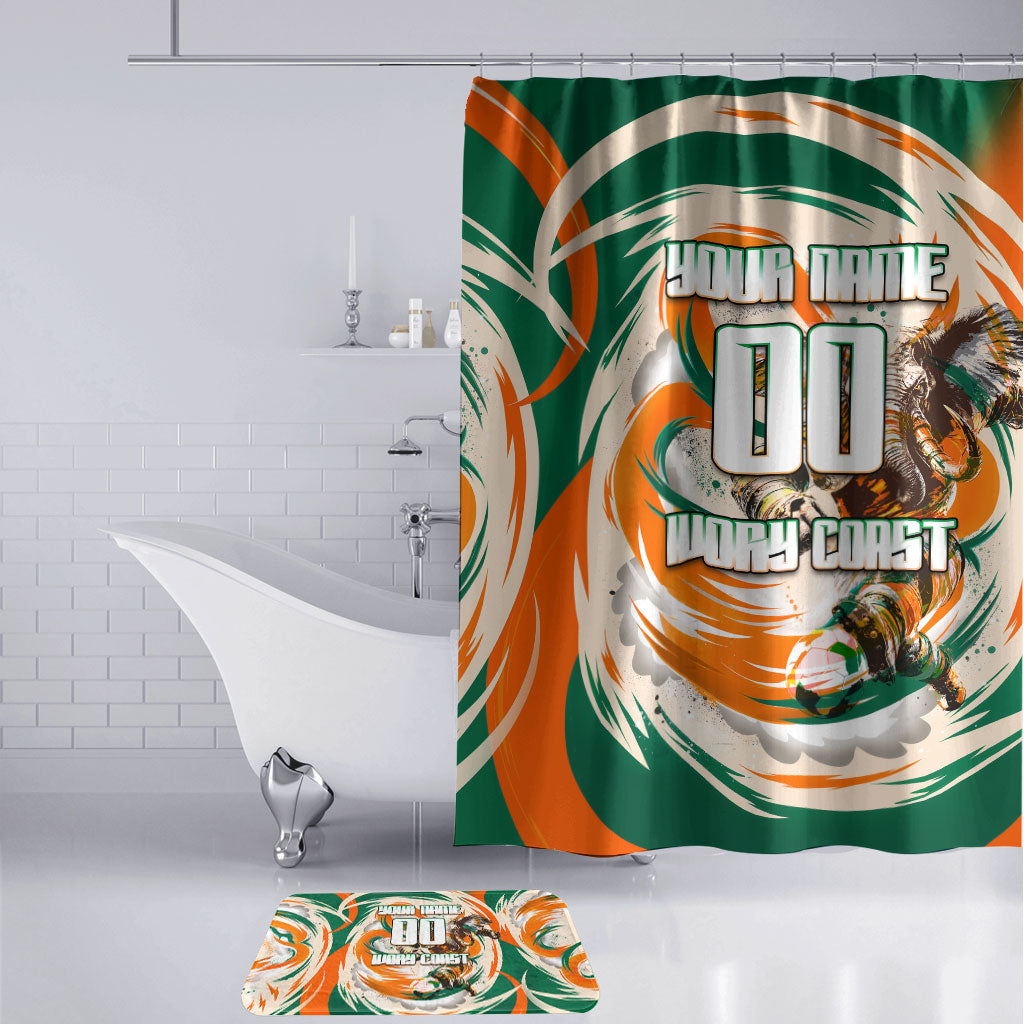 Personalized Ivory Coast Football Bathroom Set Les Elephants Swirl Pattern Heritage Mascot Art