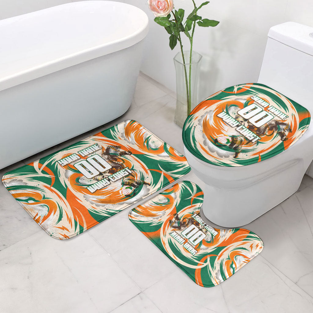 Personalized Ivory Coast Football Bathroom Set Les Elephants Swirl Pattern Heritage Mascot Art