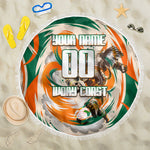 Personalized Ivory Coast Football Beach Blanket Les Elephants Swirl Pattern Heritage Mascot Art