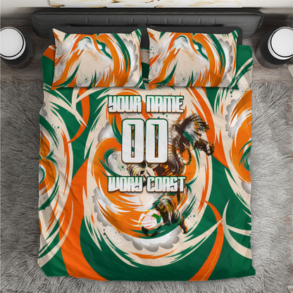 Personalized Ivory Coast Football Bedding Set Les Elephants Swirl Pattern Heritage Mascot Art