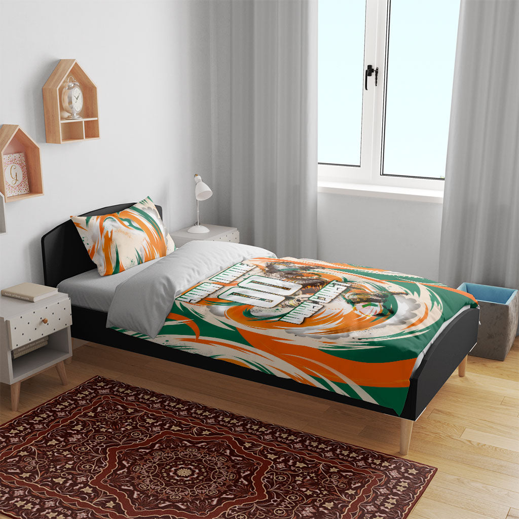 Personalized Ivory Coast Football Bedding Set Les Elephants Swirl Pattern Heritage Mascot Art