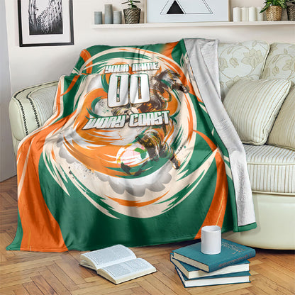 Personalized Ivory Coast Football Blanket Les Elephants Swirl Pattern Heritage Mascot Art
