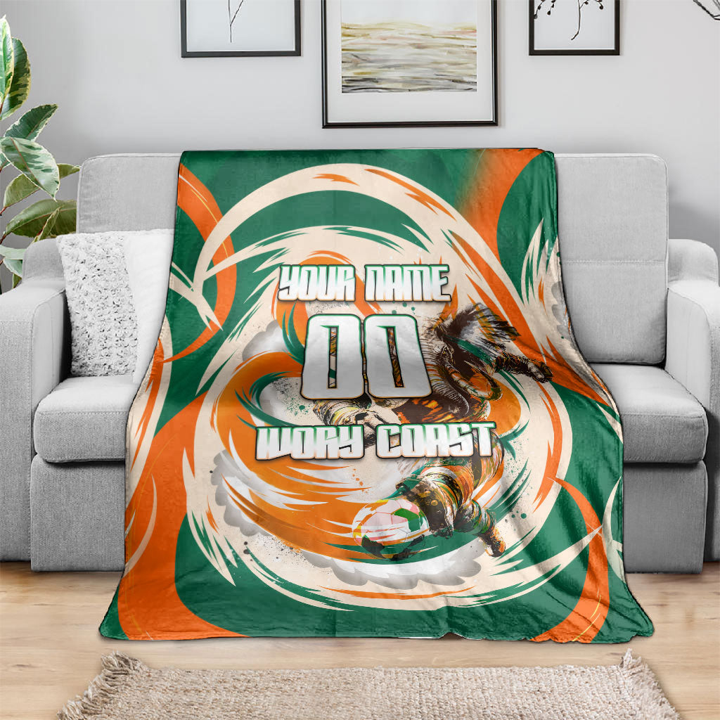 Personalized Ivory Coast Football Blanket Les Elephants Swirl Pattern Heritage Mascot Art