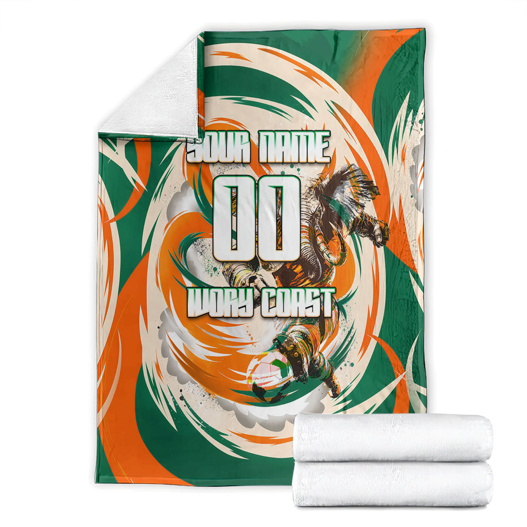 Personalized Ivory Coast Football Blanket Les Elephants Swirl Pattern Heritage Mascot Art