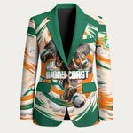 Personalized Ivory Coast Football Blazer Les Elephants Swirl Pattern Heritage Mascot Art