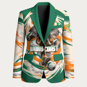 Personalized Ivory Coast Football Blazer Les Elephants Swirl Pattern Heritage Mascot Art