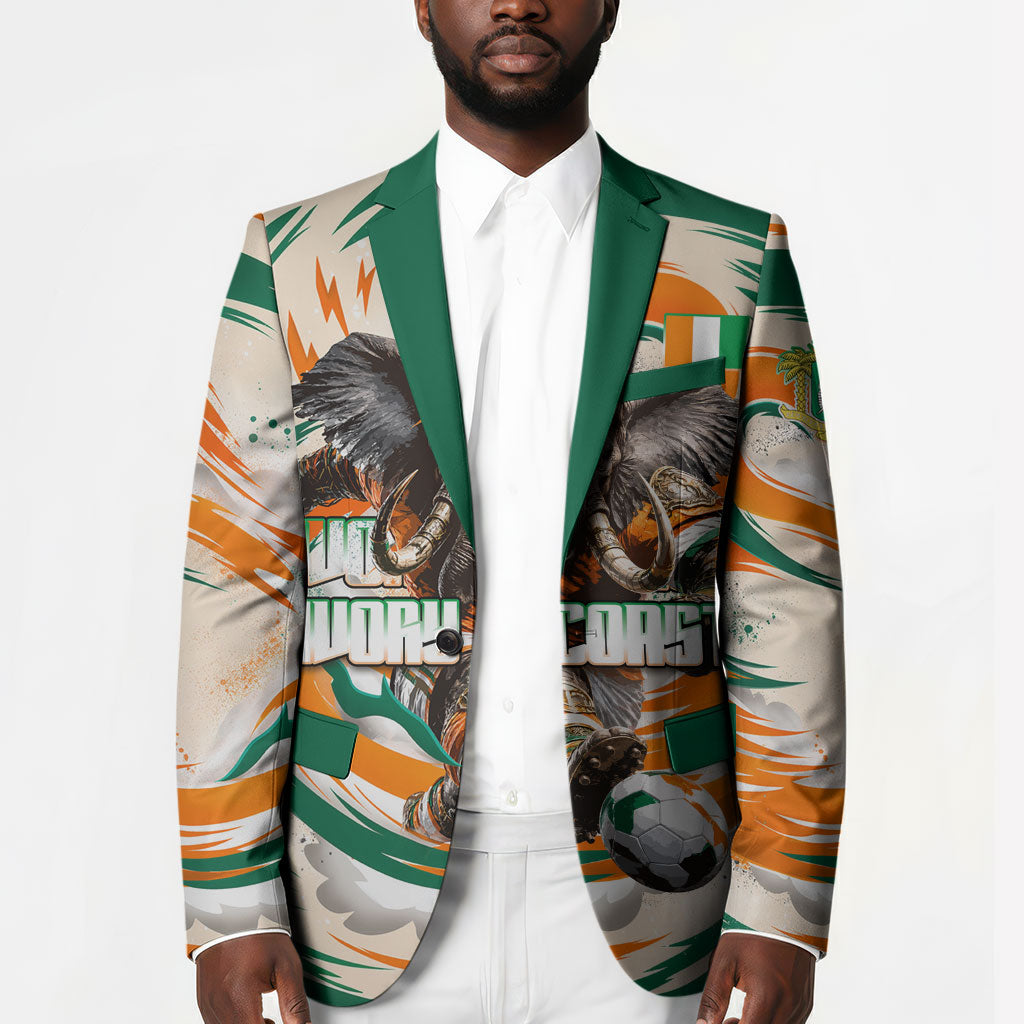 Personalized Ivory Coast Football Blazer Les Elephants Swirl Pattern Heritage Mascot Art