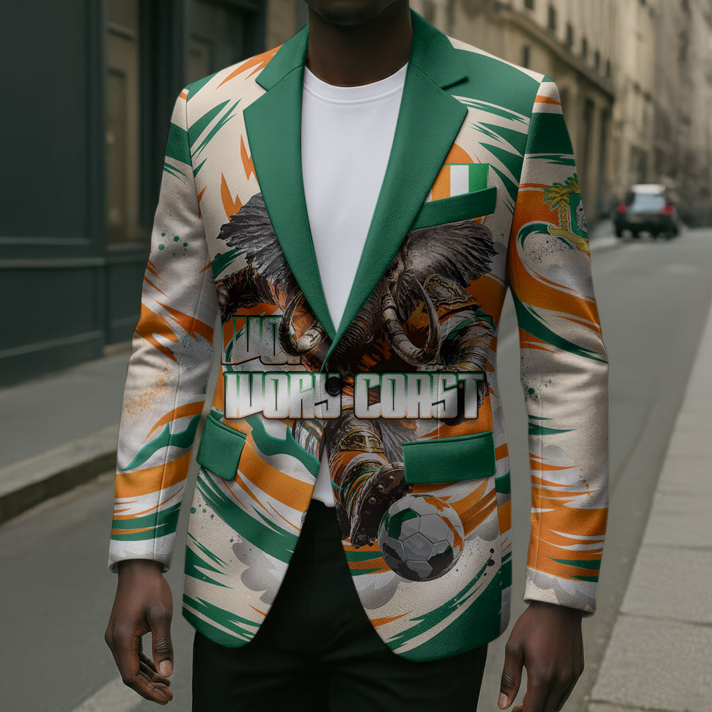 Personalized Ivory Coast Football Blazer Les Elephants Swirl Pattern Heritage Mascot Art