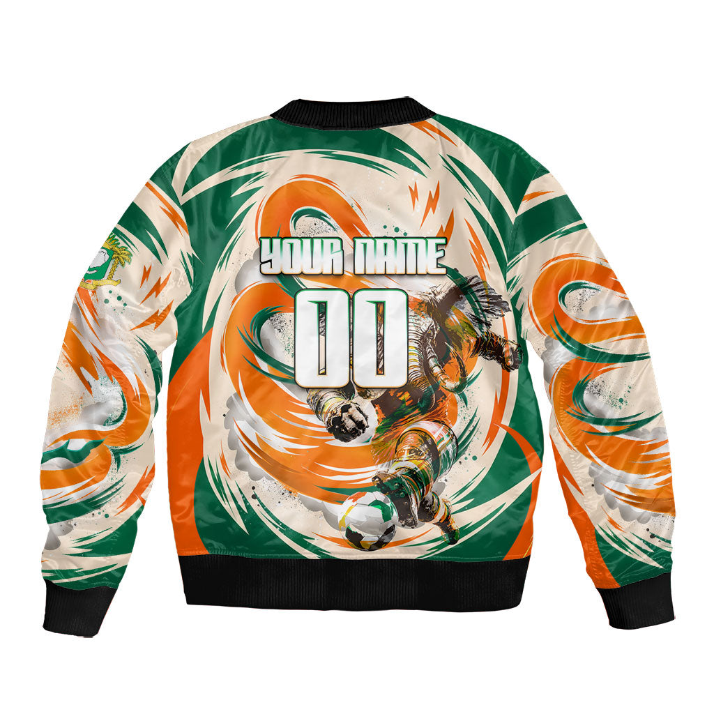 Personalized Ivory Coast Football Bomber Jacket Les Elephants Swirl Pattern Heritage Mascot Art