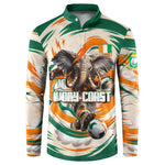 Personalized Ivory Coast Football Button Sweatshirt Les Elephants Swirl Pattern Heritage Mascot Art