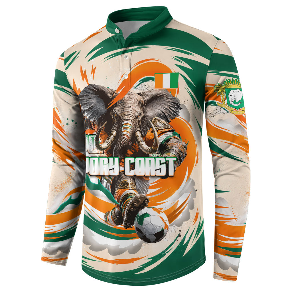 Personalized Ivory Coast Football Button Sweatshirt Les Elephants Swirl Pattern Heritage Mascot Art