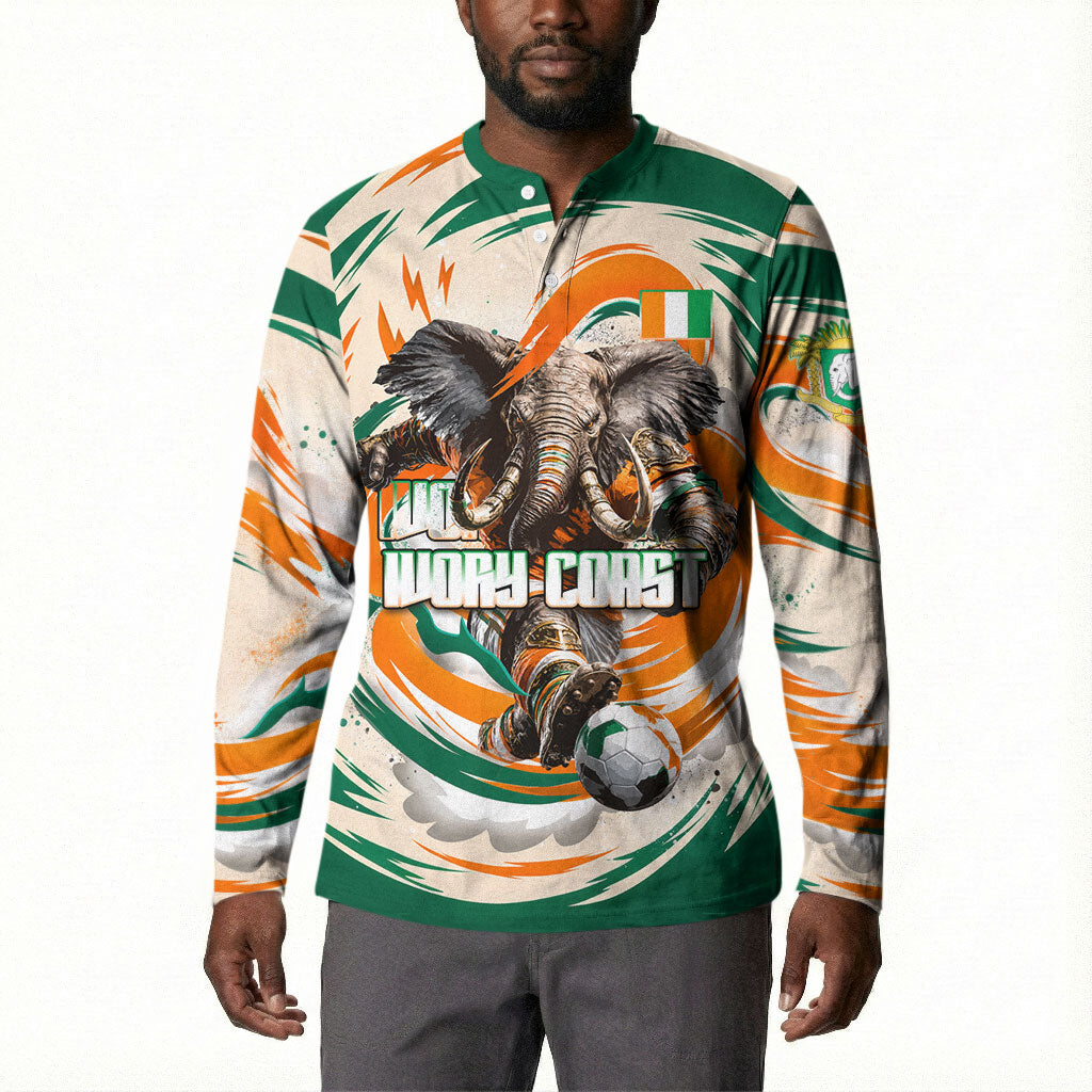 Personalized Ivory Coast Football Button Sweatshirt Les Elephants Swirl Pattern Heritage Mascot Art