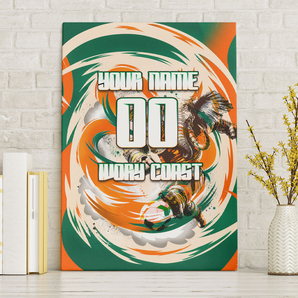 Personalized Ivory Coast Football Canvas Wall Art Les Elephants Swirl Pattern Heritage Mascot Art