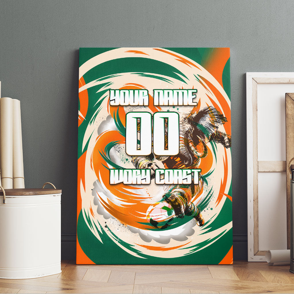 Personalized Ivory Coast Football Canvas Wall Art Les Elephants Swirl Pattern Heritage Mascot Art