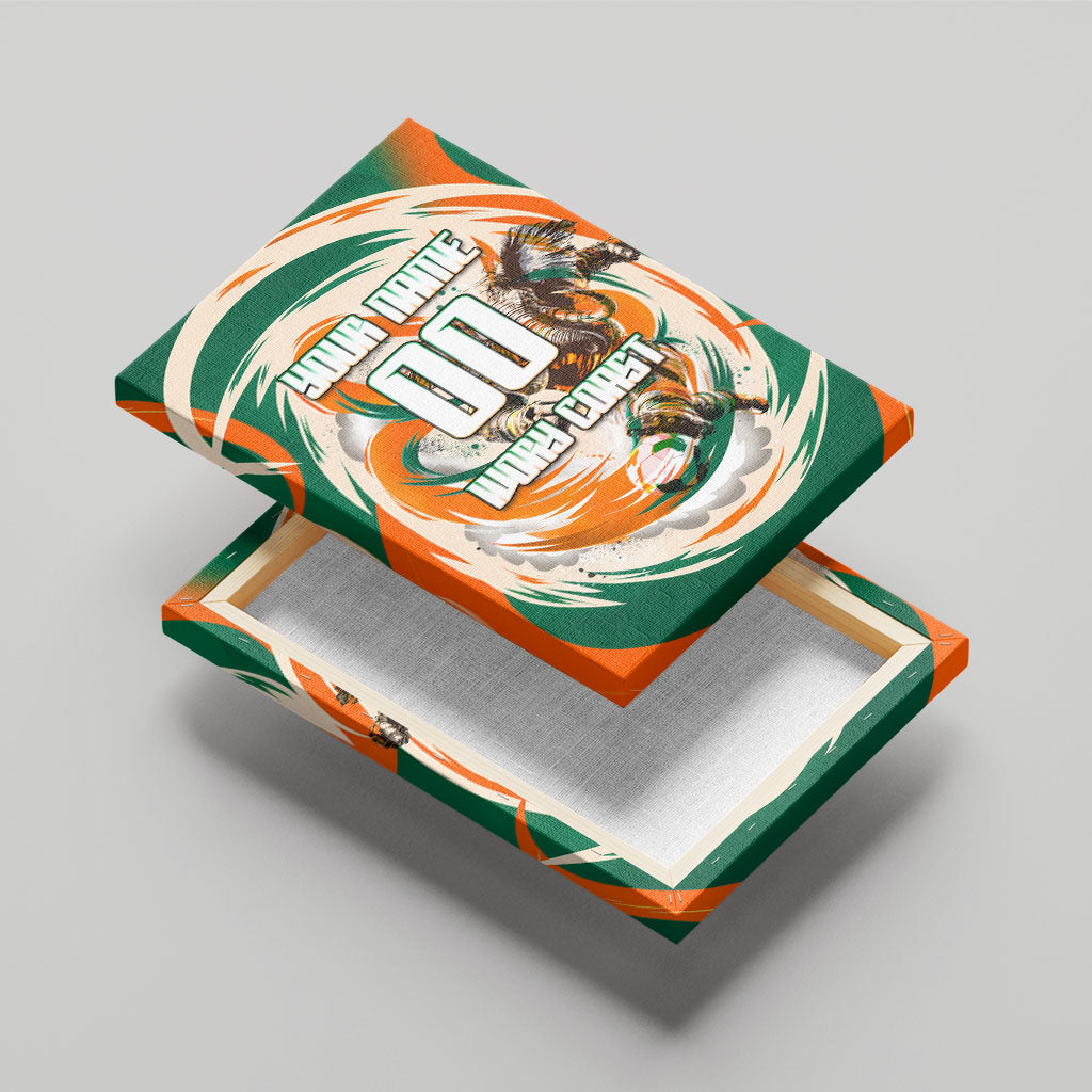 Personalized Ivory Coast Football Canvas Wall Art Les Elephants Swirl Pattern Heritage Mascot Art