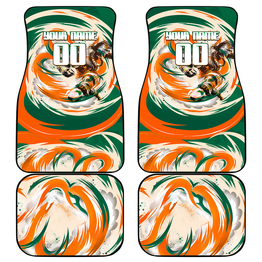 Personalized Ivory Coast Football Car Mats Les Elephants Swirl Pattern Heritage Mascot Art