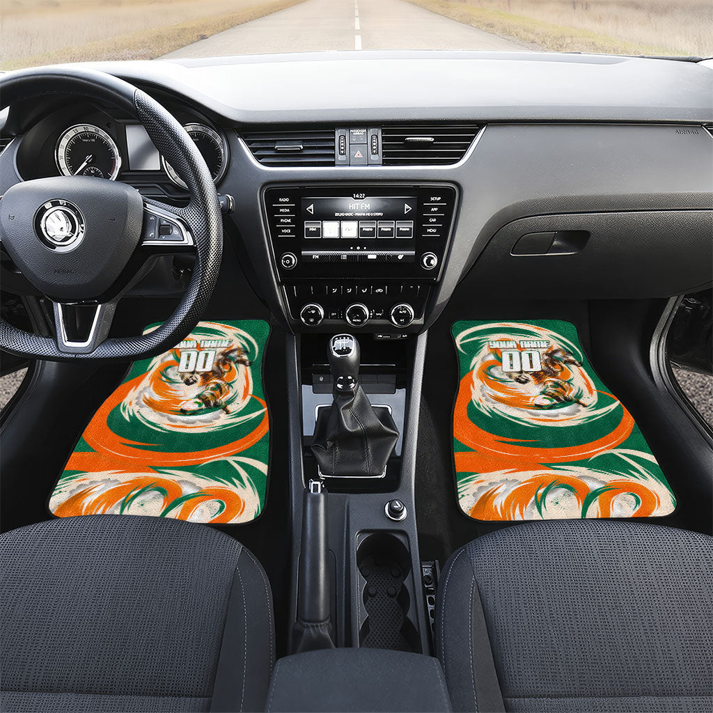 Personalized Ivory Coast Football Car Mats Les Elephants Swirl Pattern Heritage Mascot Art