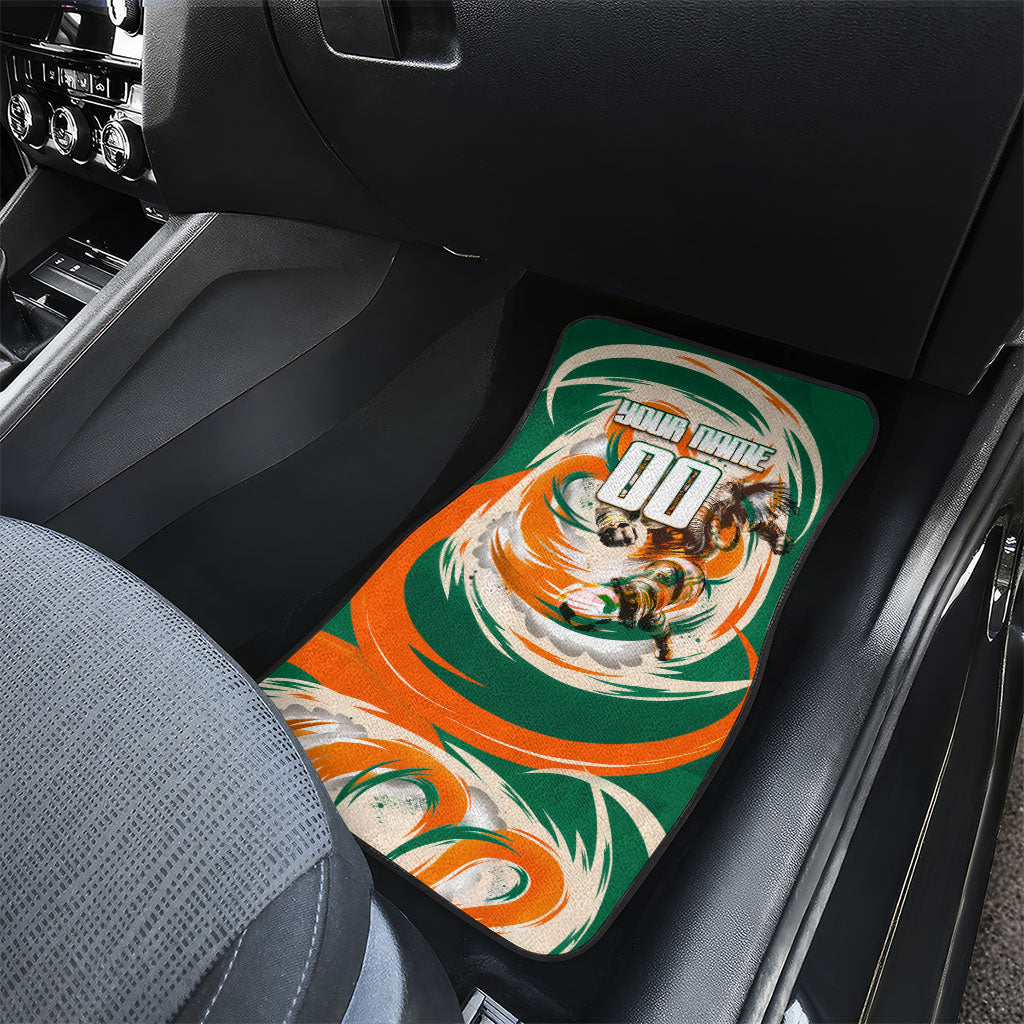 Personalized Ivory Coast Football Car Mats Les Elephants Swirl Pattern Heritage Mascot Art