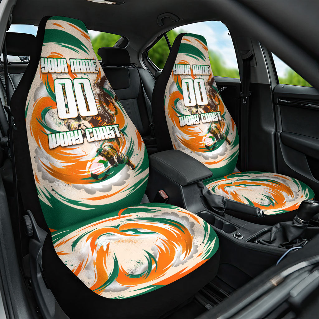 Personalized Ivory Coast Football Car Seat Cover Les Elephants Swirl Pattern Heritage Mascot Art