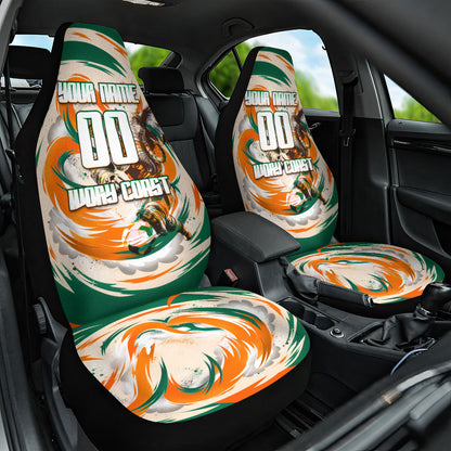 Personalized Ivory Coast Football Car Seat Cover Les Elephants Swirl Pattern Heritage Mascot Art