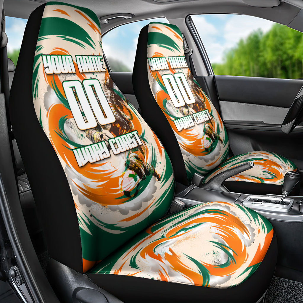 Personalized Ivory Coast Football Car Seat Cover Les Elephants Swirl Pattern Heritage Mascot Art