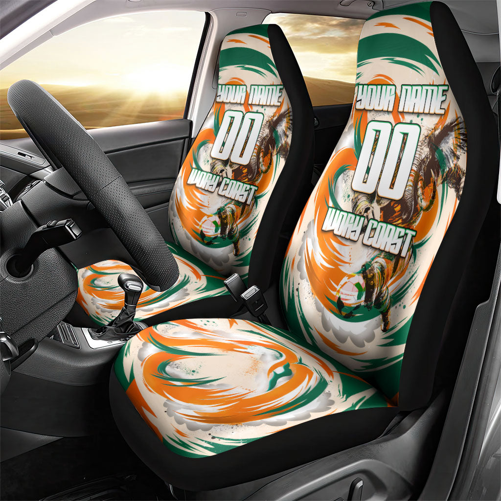 Personalized Ivory Coast Football Car Seat Cover Les Elephants Swirl Pattern Heritage Mascot Art