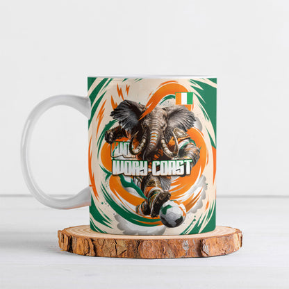 Personalized Ivory Coast Football Ceramic Mug Les Elephants Swirl Pattern Heritage Mascot Art