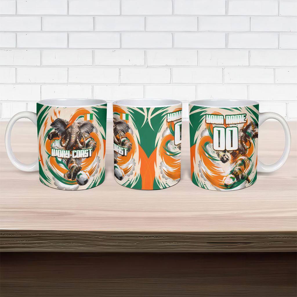 Personalized Ivory Coast Football Ceramic Mug Les Elephants Swirl Pattern Heritage Mascot Art