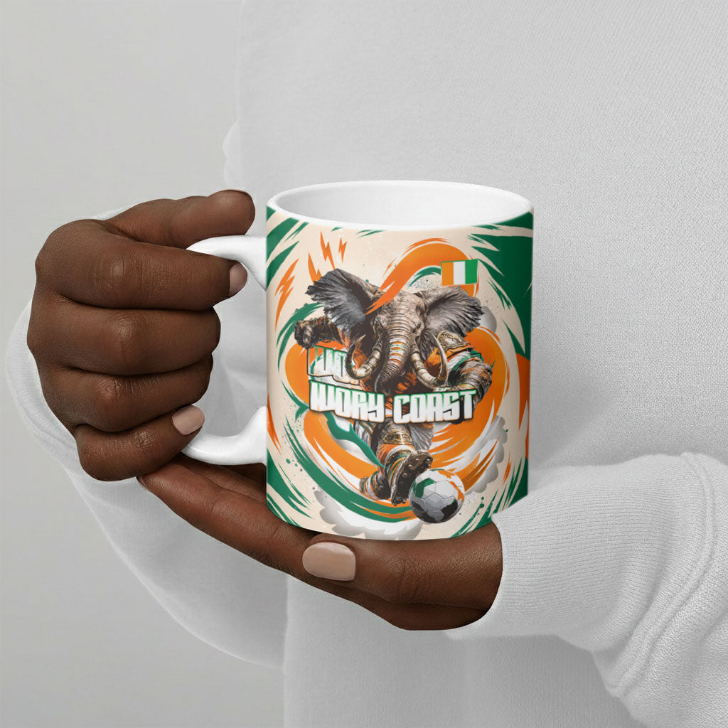 Personalized Ivory Coast Football Ceramic Mug Les Elephants Swirl Pattern Heritage Mascot Art