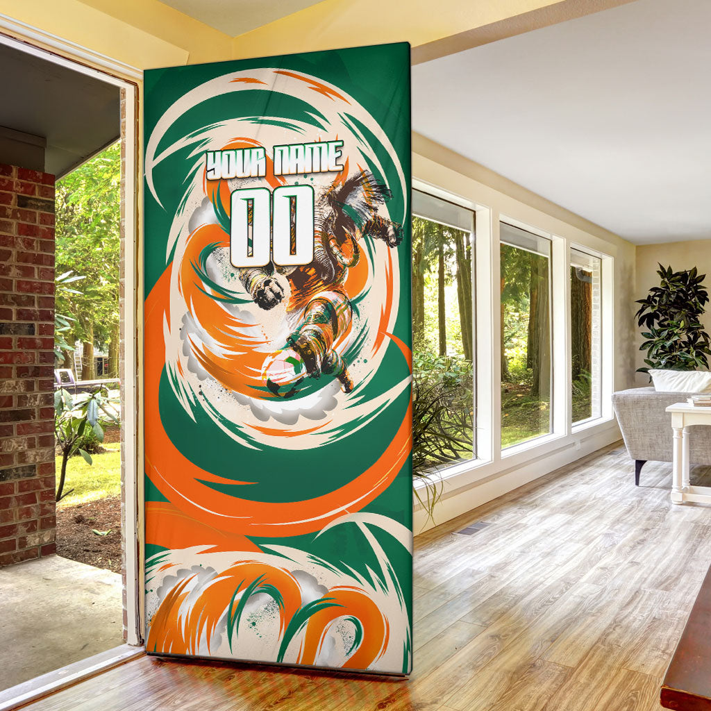 Personalized Ivory Coast Football Door Cover Les Elephants Swirl Pattern Heritage Mascot Art