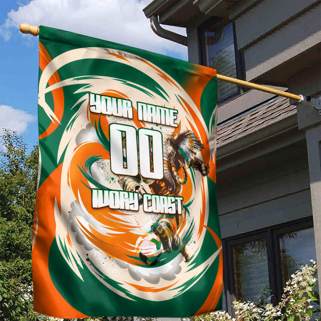 Personalized Ivory Coast Football Garden Flag Les Elephants Swirl Pattern Heritage Mascot Art