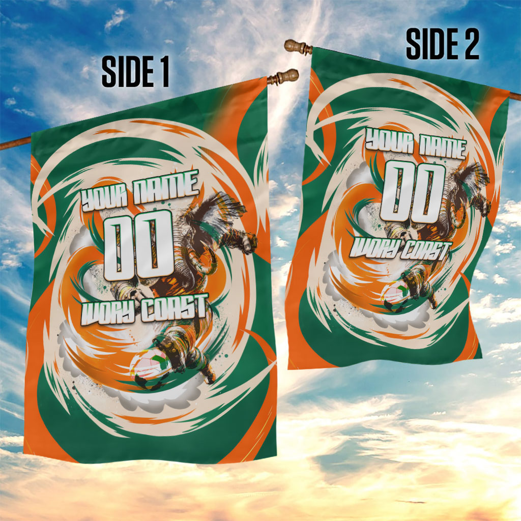 Personalized Ivory Coast Football Garden Flag Les Elephants Swirl Pattern Heritage Mascot Art