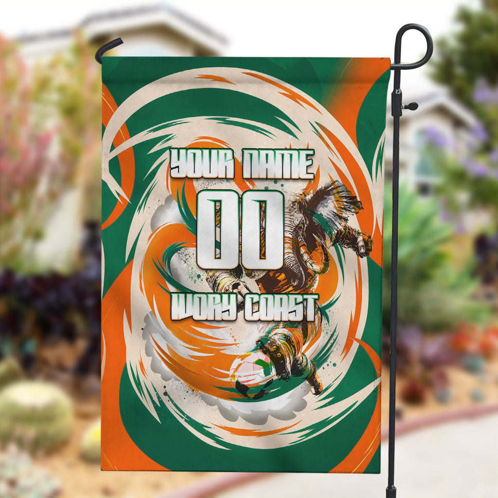 Personalized Ivory Coast Football Garden Flag Les Elephants Swirl Pattern Heritage Mascot Art