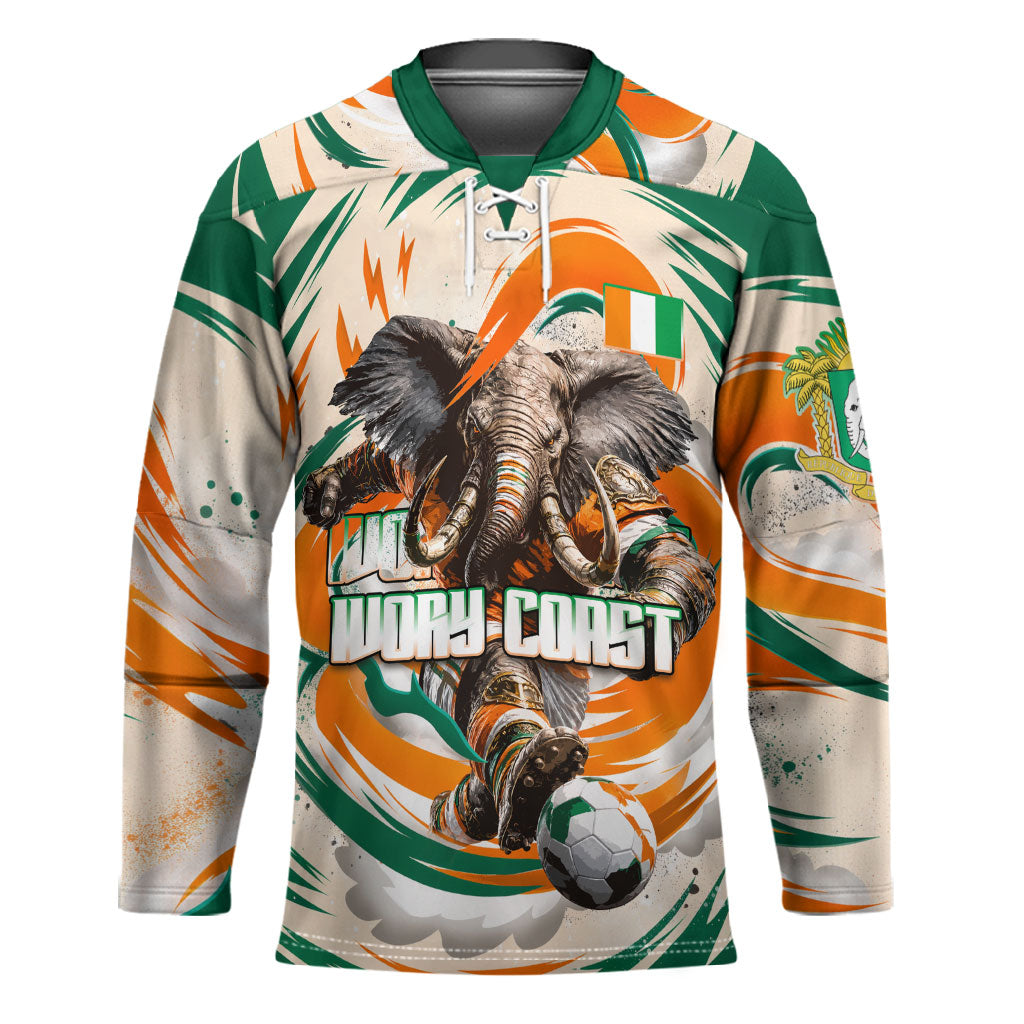 Personalized Ivory Coast Football Hockey Jersey Les Elephants Swirl Pattern Heritage Mascot Art