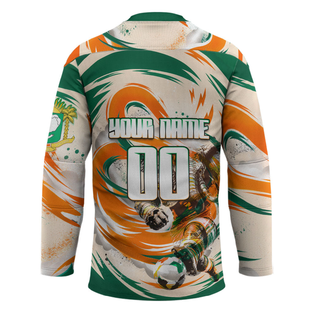 Personalized Ivory Coast Football Hockey Jersey Les Elephants Swirl Pattern Heritage Mascot Art
