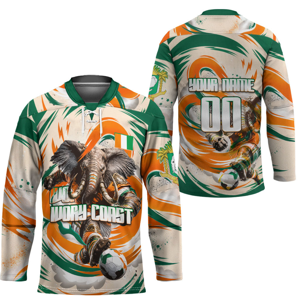 Personalized Ivory Coast Football Hockey Jersey Les Elephants Swirl Pattern Heritage Mascot Art