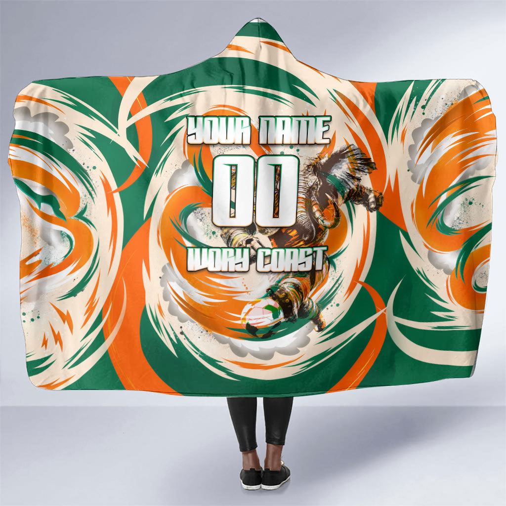 Personalized Ivory Coast Football Hooded Blanket Les Elephants Swirl Pattern Heritage Mascot Art