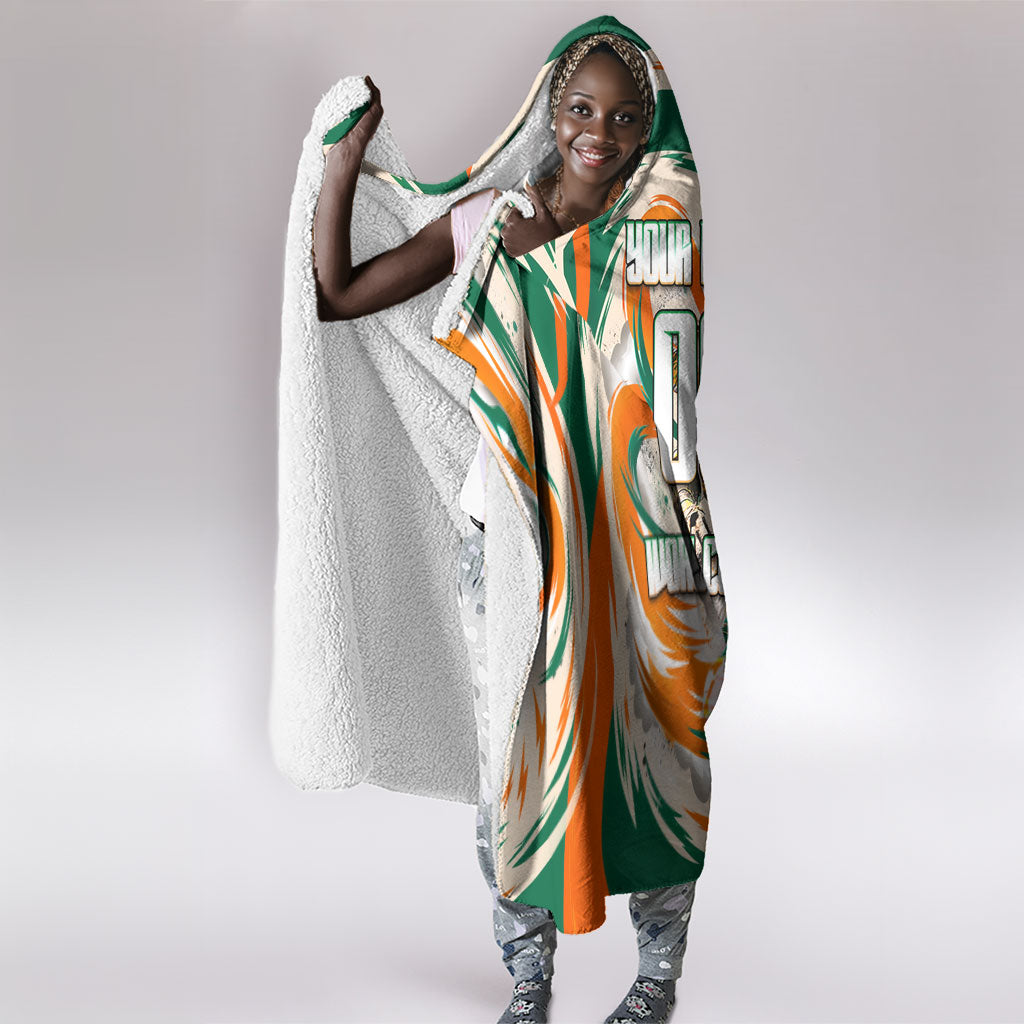 Personalized Ivory Coast Football Hooded Blanket Les Elephants Swirl Pattern Heritage Mascot Art