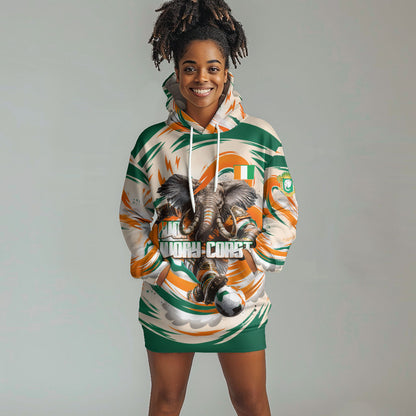 Personalized Ivory Coast Football Hoodie Dress Les Elephants Swirl Pattern Heritage Mascot Art