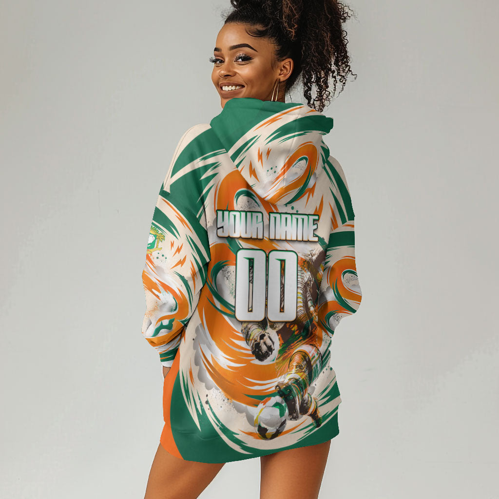 Personalized Ivory Coast Football Hoodie Dress Les Elephants Swirl Pattern Heritage Mascot Art