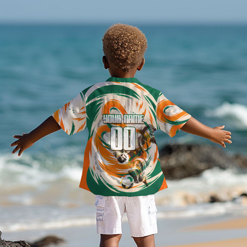 Personalized Ivory Coast Football Kid Hawaiian Shirt Les Elephants Swirl Pattern Heritage Mascot Art
