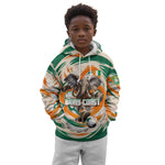 Personalized Ivory Coast Football Kid Hoodie Les Elephants Swirl Pattern Heritage Mascot Art