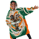 Personalized Ivory Coast Football Kid Wearable Blanket Hoodie Les Elephants Swirl Pattern Heritage Mascot Art