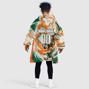 Personalized Ivory Coast Football Kid Wearable Blanket Hoodie Les Elephants Swirl Pattern Heritage Mascot Art