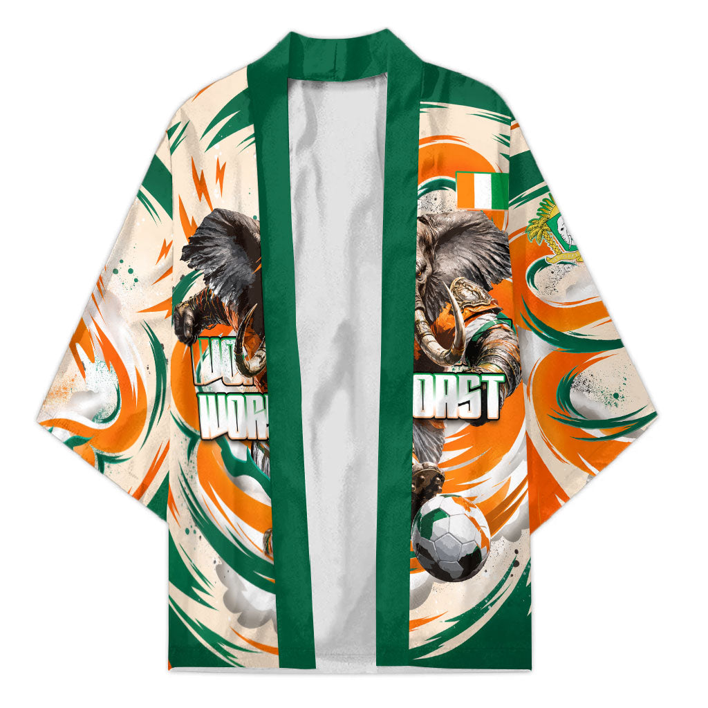 Personalized Ivory Coast Football Kimono Les Elephants Swirl Pattern Heritage Mascot Art